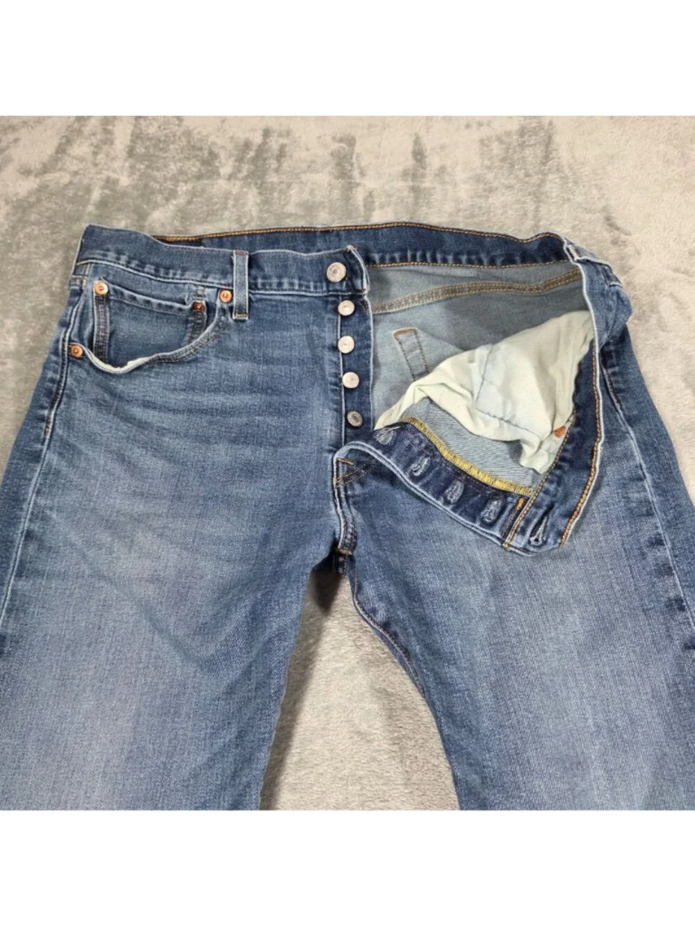 Levis 501 Jeans Mens 34X30 Blue Button Fly Original Straight Fit Stretch Denim